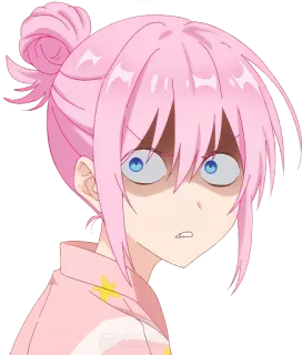 😡 anime, shocked, scared, pink hair, girl, cartoon telegram sticker