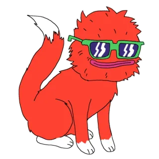 😺 potwór, czerwony, okulary przeciwsłoneczne, kreskówka, zwierzę, fajny, słodki telegram sticker