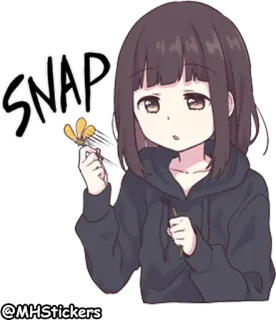 😐 SNAP Аниме, Девушка, Цветок, Милый, Снимок telegram sticker