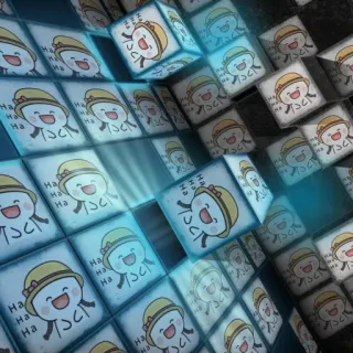 😂 HaHaHa mignon, kawaii, chapeau jaune, smiley, cube, motif, dessin animé telegram sticker