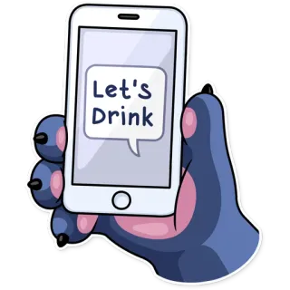 🍺 Let's Drink пить, лапа животного, телефон, давай выпьем, мультфильм, цифровое искусство, стикер telegram sticker