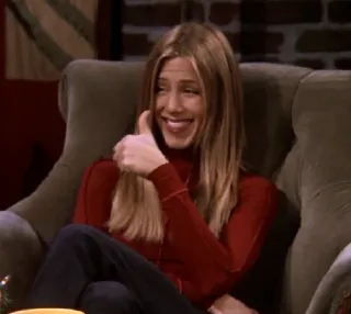 👍 Rachel Green Friends Rachel Green, Friends, Jennifer Aniston, Daumen hoch, Sitcom, 90er, TV Serie telegram sticker