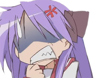 💢 anime, enojado, frustrado, dibujos animados, pelo morado, irritado whatsapp sticker