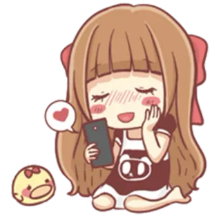 😍 만화, 귀여운, 소녀, 사랑, 하트, 카와이, 사랑스러운 telegram sticker