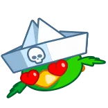 😍 pájaro, ojos de corazón, dibujos animados, cráneo, lindo, verde, pegatina telegram sticker