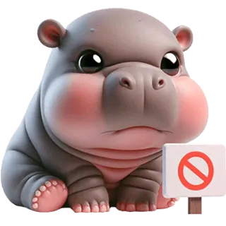 🙅‍♂ ippopotamo, carino, animale, adesivo, cartone animato telegram sticker