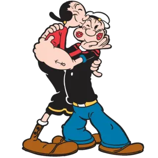 😘 Popeye desenho animado, beijo, abraço, amor, Olívia Palito telegram sticker