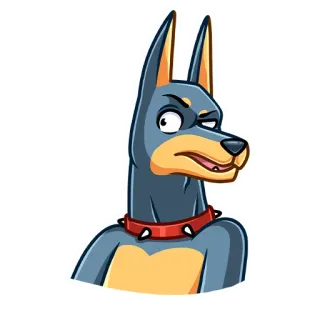 🤨 собака, животное, мультфильм, доберман, наклейка, злой telegram sticker