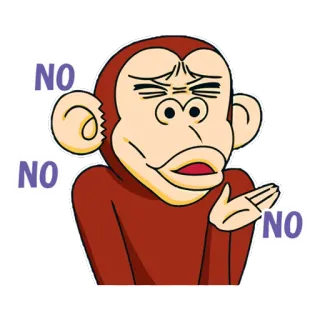 🤨 NO 猴子, 不, 拒绝, 怀疑, 卡通 telegram sticker