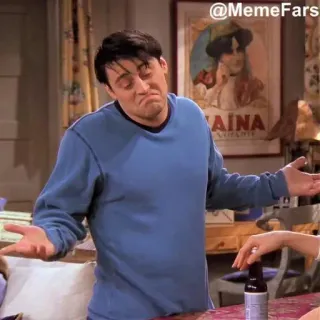 🤨 Joey Tribbiani Friends โจอี, เฟรนส์, ซิตคอม, รายการทีวี, สับสน, มีม, แมตต์ เลอบลังก์ telegram sticker