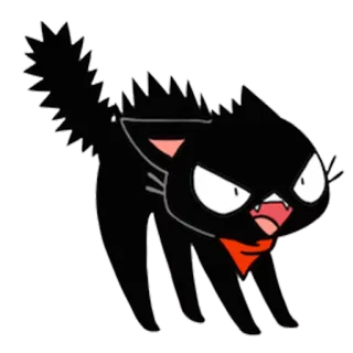 😠 chat, chat noir, en colère, dessin animé, autocollant, Halloween telegram sticker