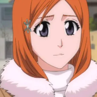 🙂 Orihime Inoue Bleach anime, character, orange hair, pretty, cute, cartoon telegram sticker