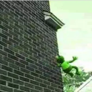 ☹️ Kermit Kermit the Frog, falling, wall, meme, frog telegram sticker