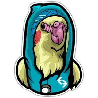 🐤 새, 왕관앵무, 후드티, 앵무새, 애완동물, 동물, 귀여운 telegram sticker