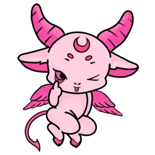😜 demon, cute, sticker, pink, middle finger, devil telegram sticker