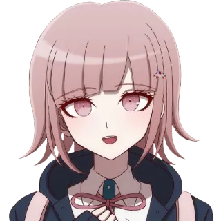 😀 Chiaki Nanami Danganronpa anime, chiaki nanami, danganronpa, video game character, cute, pink hair telegram sticker