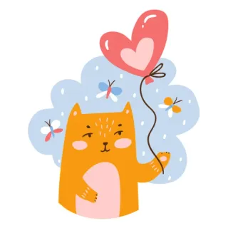🐱 gatto, palloncino, cuore, animale, carino, farfalla telegram sticker