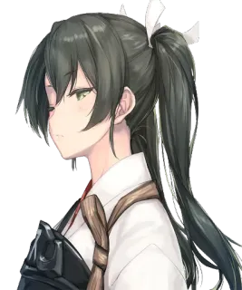 😒 animé, fille, personnage, queue de cheval, uniforme scolaire, sérieux whatsapp sticker