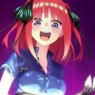 🦋 Nino Nakano The Quintessential Quintuplets anime, dibujos animados, sonriendo, feliz, chica, personaje telegram sticker
