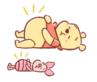 😴 Winnie the Pooh, Piglet Винни-Пух, Пятачок, мультфильм, уставший, Дисней, персонаж telegram sticker