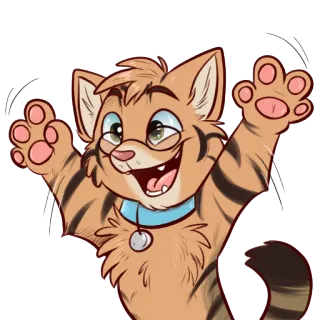 😃 gato, desenho animado, furry, animal, feliz, kawaii telegram sticker
