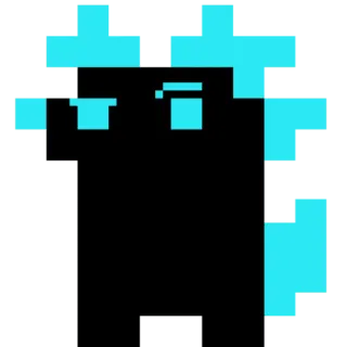 😀 Pixel art, Mignon, Créature, Monstre, Bleu, Noir whatsapp sticker