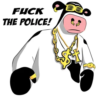 🚨 FUCK THE POLICE! วัว, ตำรวจ, ก้าวร้าว, นักเลง, สร้อยทอง, สแลง telegram sticker