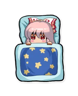 🛌 Anime Mädchen, schlafend, Bett, Decke, Cartoon telegram sticker
