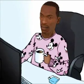😐 CJ Grand Theft Auto: San Andreas CJ, Grand Theft Auto, San Andreas, Desenho animado, Video game, Meme whatsapp sticker