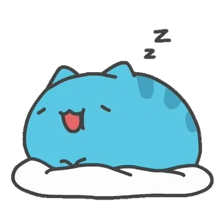 😴 猫, 睡觉, 可爱, 卡通, 蓝色, 动物 telegram sticker