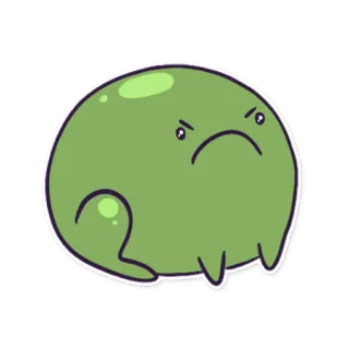 ☹️ hijau, blob, kartun, marah, imut whatsapp sticker