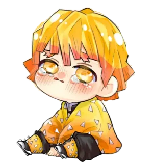 🥺 Zenitsu Agatsuma Demon Slayer anime, chibi, crying, Zenitsu, Demon Slayer, character whatsapp sticker