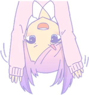 🙃 gadis anime, imut, kartun, kawaii, terbalik, pastel, karakter whatsapp sticker