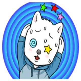 😵 chat, vertige, étoiles, dessin animé, épuisé, spirale, malade, sueur telegram sticker