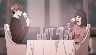 👥 casal, encontro, jantar, vinho, romance, desenho animado, óculos telegram sticker