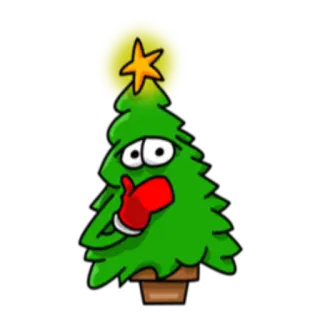 😑 árbol navidad, dibujos animados, estacional, fiesta, árbol, decoración, estrella telegram sticker