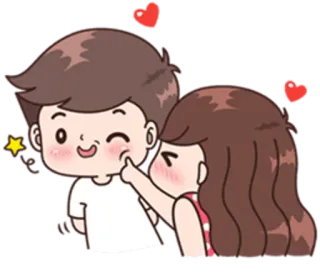 👈 amour, baiser, dessin animé, coeurs, mignon, couple telegram sticker