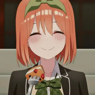 🍑 fille anime, part de gâteau, sourire, portrait, dessin animé, mignon telegram sticker