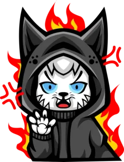 😡 злой, кот, мультфильм, аниме, ярость, огонь, толстовка telegram sticker