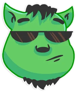 😎 漫画, 緑, サングラス, クール, モンスター telegram sticker
