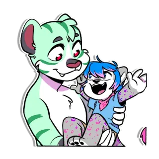 😃 Furry, Dier, Cartoon, Schattig, Illustratie, Vrolijk, Gelukkig whatsapp sticker