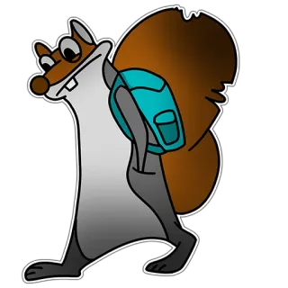😞 Eichhörnchen, Tier, Rucksack, Cartoon, Niedlich, Laufen telegram sticker