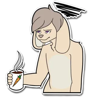 😪 królik, królik, futrzak, zwierzę, antropomorficzny, kawa, marchewka telegram sticker