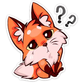 🤔 лиса, вопрос, милый, животное, в замешательстве, мультфильм whatsapp sticker