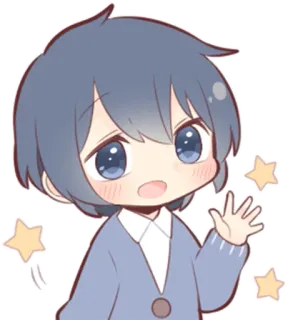 👋 Аниме, Чиби, Каваий, Милый, Мультфильм, Парень, Персонаж, Звезды telegram sticker