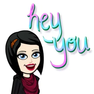🤗 hey you Bitmoji, saludo, amigable, dibujo animado, mujer, hey, tú whatsapp sticker