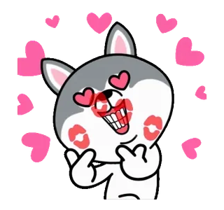 💋 dog, love, hearts, kiss, cartoon, cute, animal whatsapp sticker
