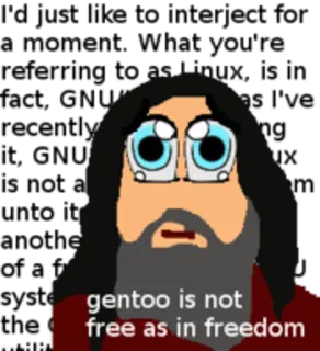 👀 gentoo is not free as in freedom telegram sticker