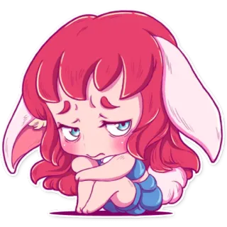 😔 Garota anime, Chibi, Cabelo rosa, Triste, Fofo, Desenho animado, Arte digital telegram sticker