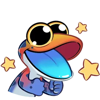 🤩 frosch, aufkleber, niedlich, cartoon, tier, sterne telegram sticker